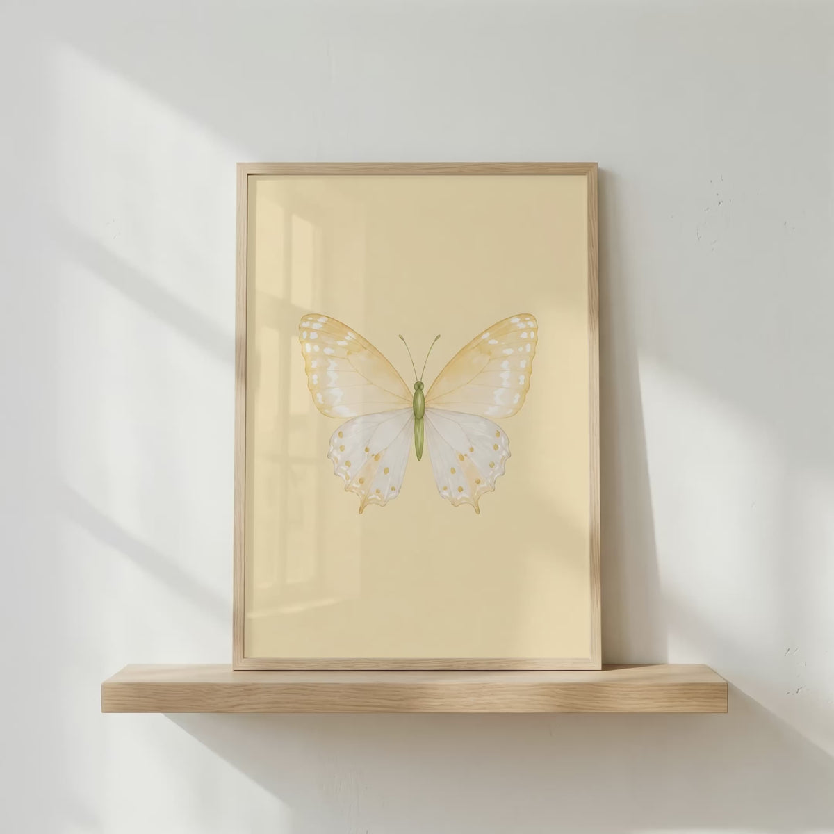 Butter Yellow Butterfly Wall Art: Watercolor Girls Room & Nursery Decor Printable