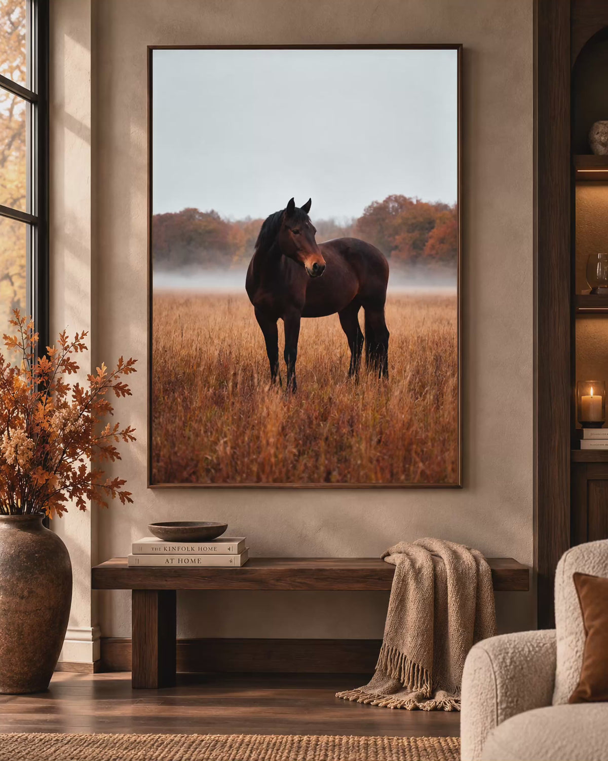 Autumn Horse Wall Art: Brown Horse Countryside Photography Printable