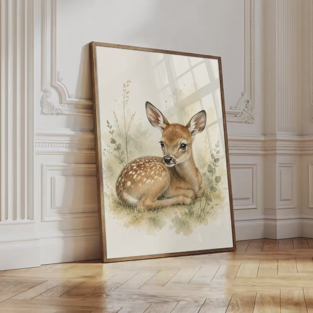 Deer Nursery Wall Art Set of 12: Woodland Animals & Neutral Kids Room Decor Printable