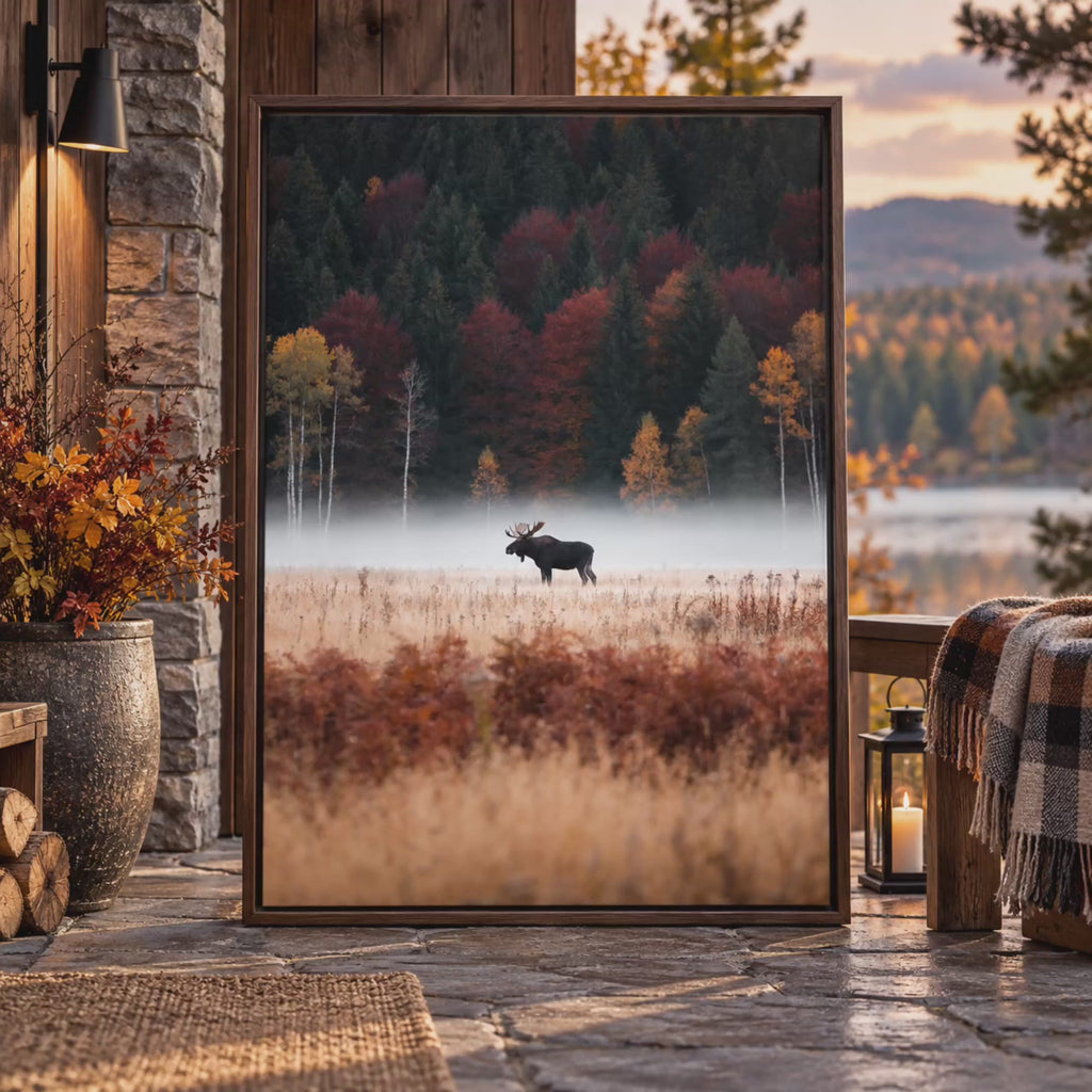 Moose Wall Art: Autumn Forest Wildlife Photography, Rustic Cabin Decor Printable