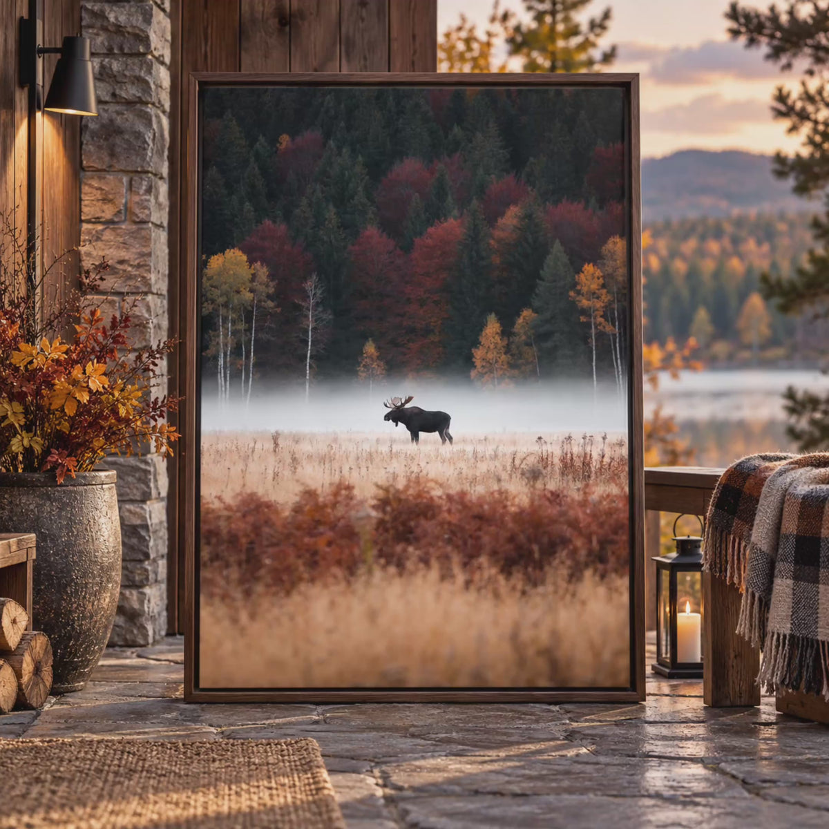 Moose Wall Art: Autumn Forest Wildlife Photography, Rustic Cabin Decor Printable