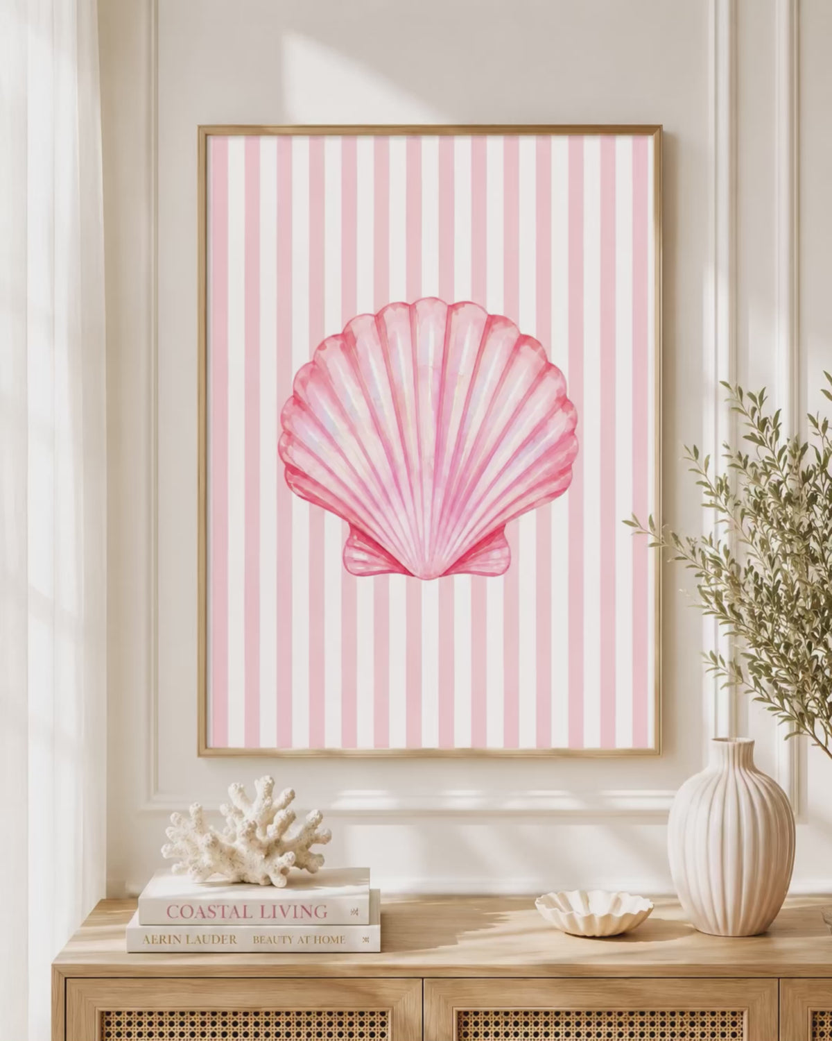 Pink Seashell Wall Art: Coastal Bedroom Decor Printable